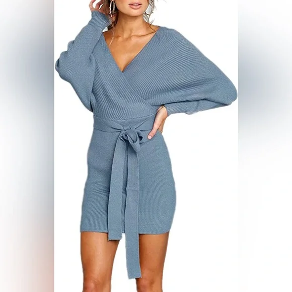 Dresses | Womens Long Batwing Sleeve Wrap Knit Sweater Dress | Poshmark Dresses | Womens Long Batwing Sleeve Wrap Knit Sweater Dress | Poshmark